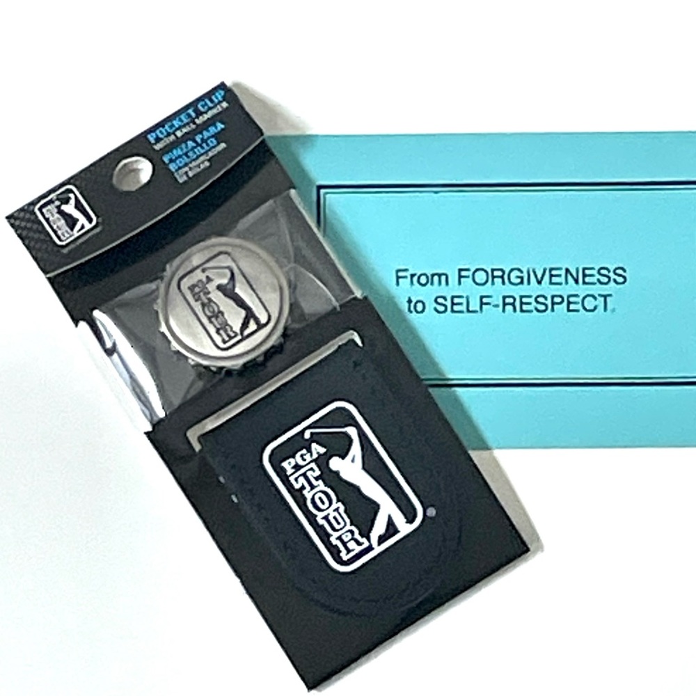 PGA Tour Golf Metallic Pocket Clip Unisex With Ball Marker Caviar Black New